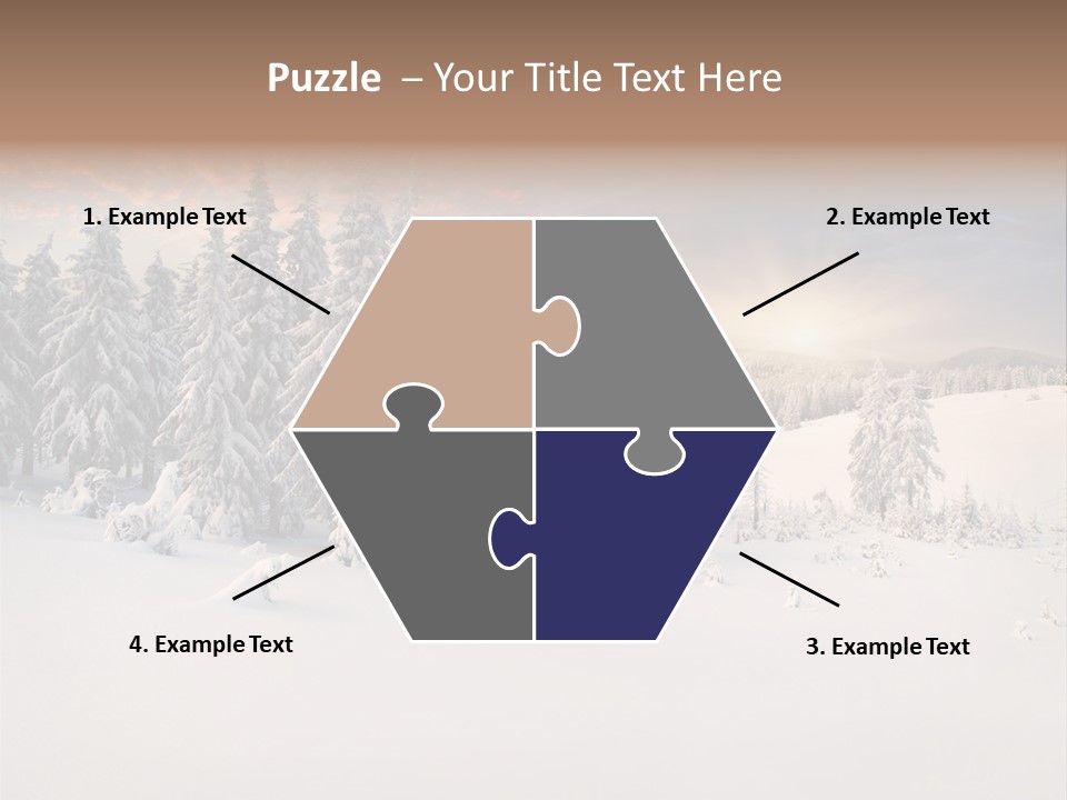A Snowy Landscape With Trees In The Foreground And A Sunset In The Background PowerPoint Template