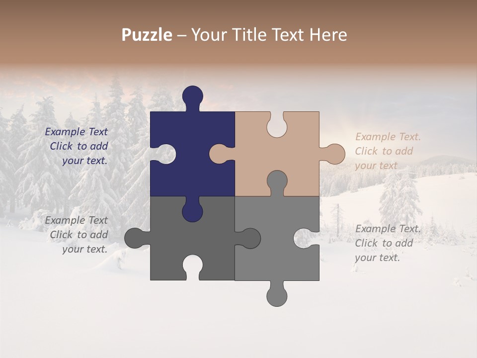 A Snowy Landscape With Trees In The Foreground And A Sunset In The Background PowerPoint Template