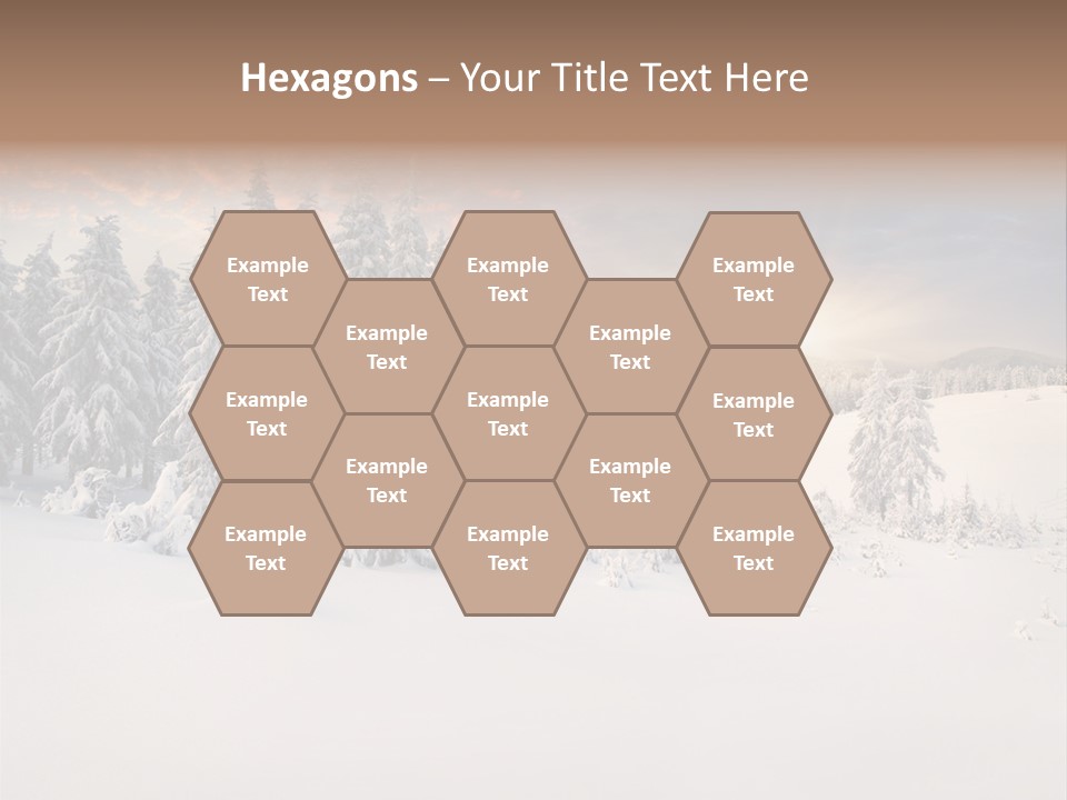A Snowy Landscape With Trees In The Foreground And A Sunset In The Background PowerPoint Template
