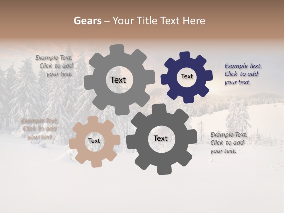 A Snowy Landscape With Trees In The Foreground And A Sunset In The Background PowerPoint Template