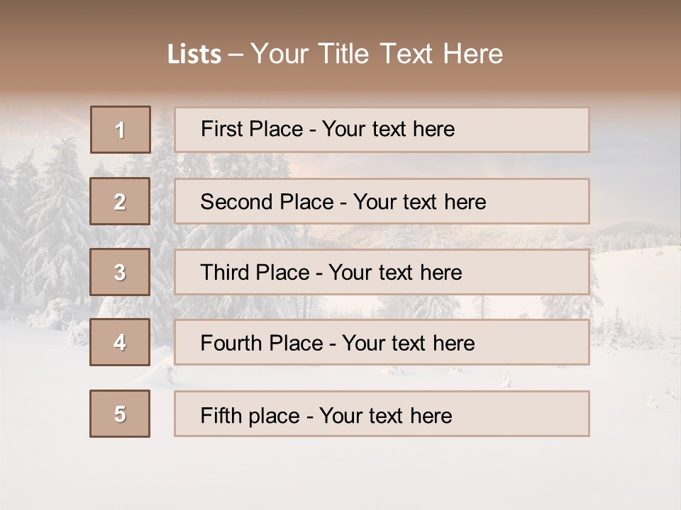 A Snowy Landscape With Trees In The Foreground And A Sunset In The Background PowerPoint Template