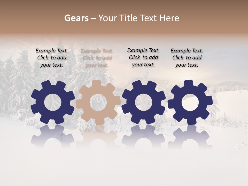A Snowy Landscape With Trees In The Foreground And A Sunset In The Background PowerPoint Template