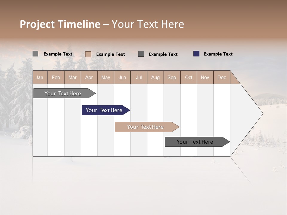 A Snowy Landscape With Trees In The Foreground And A Sunset In The Background PowerPoint Template