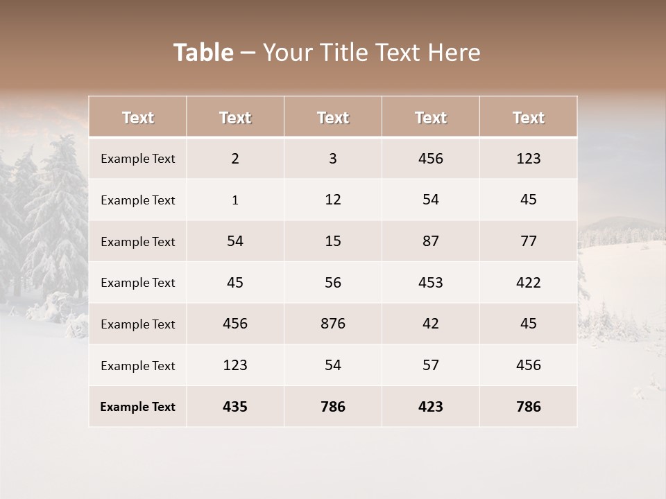 A Snowy Landscape With Trees In The Foreground And A Sunset In The Background PowerPoint Template