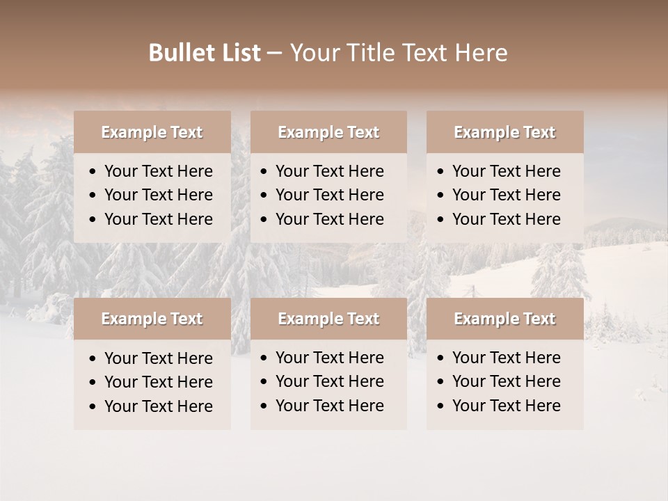 A Snowy Landscape With Trees In The Foreground And A Sunset In The Background PowerPoint Template