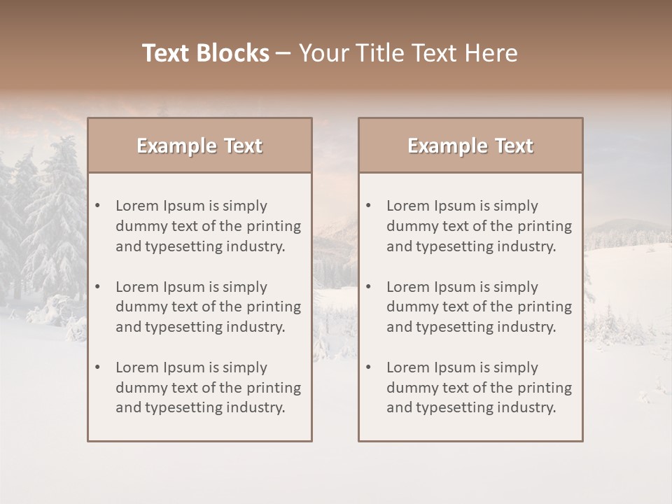 A Snowy Landscape With Trees In The Foreground And A Sunset In The Background PowerPoint Template