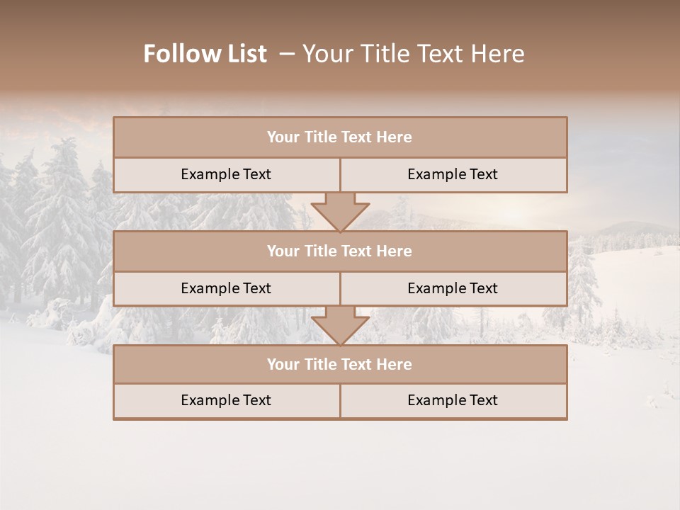 A Snowy Landscape With Trees In The Foreground And A Sunset In The Background PowerPoint Template