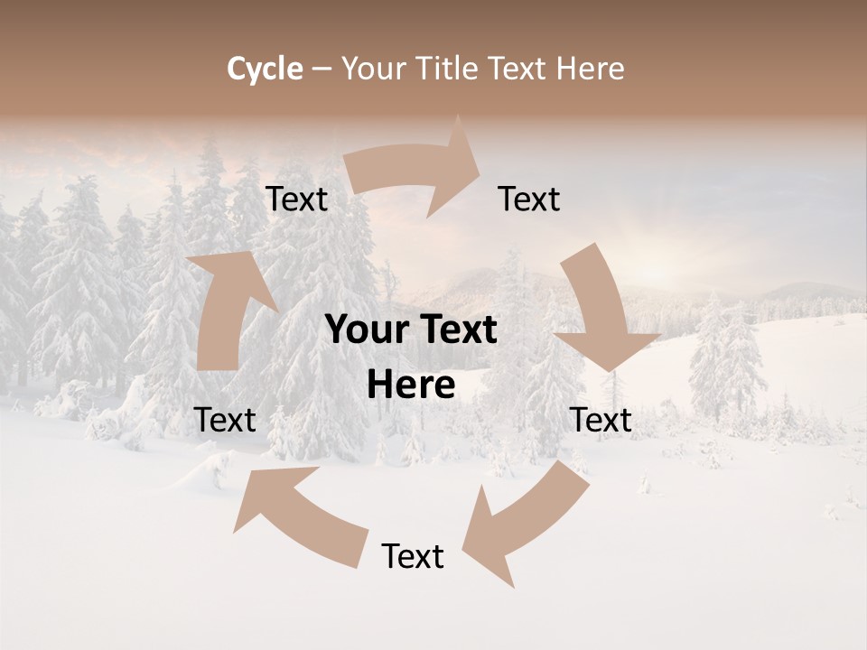 A Snowy Landscape With Trees In The Foreground And A Sunset In The Background PowerPoint Template