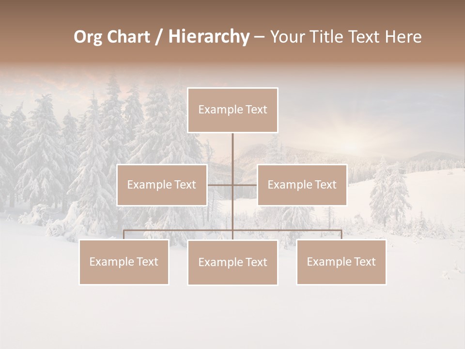 A Snowy Landscape With Trees In The Foreground And A Sunset In The Background PowerPoint Template