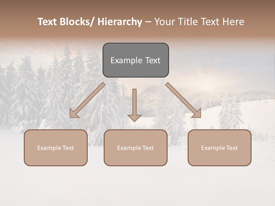 A Snowy Landscape With Trees In The Foreground And A Sunset In The Background PowerPoint Template