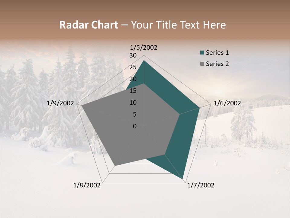 A Snowy Landscape With Trees In The Foreground And A Sunset In The Background PowerPoint Template