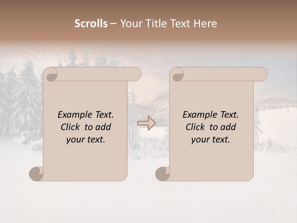 A Snowy Landscape With Trees In The Foreground And A Sunset In The Background PowerPoint Template
