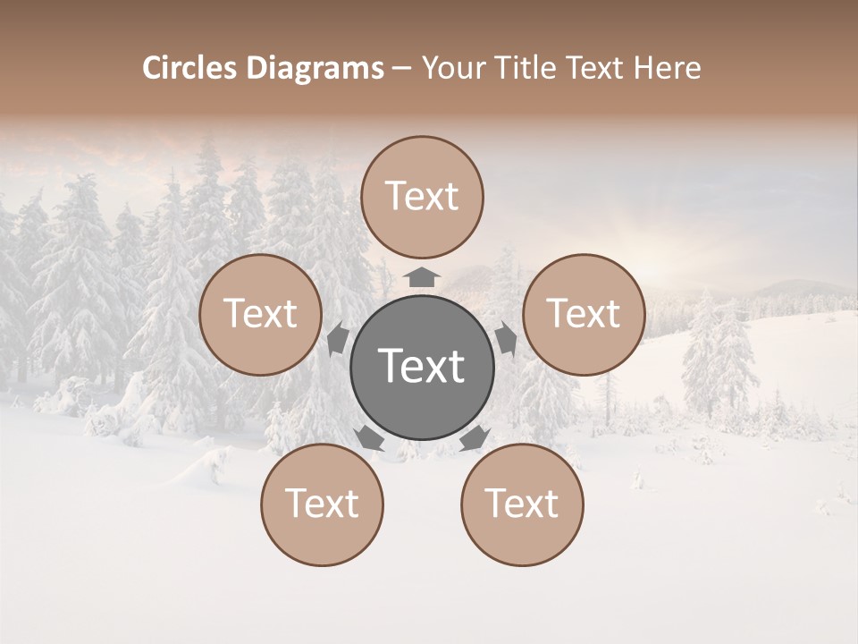 A Snowy Landscape With Trees In The Foreground And A Sunset In The Background PowerPoint Template