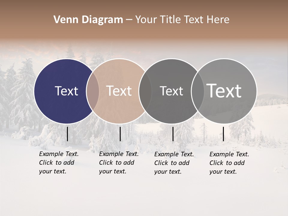 A Snowy Landscape With Trees In The Foreground And A Sunset In The Background PowerPoint Template