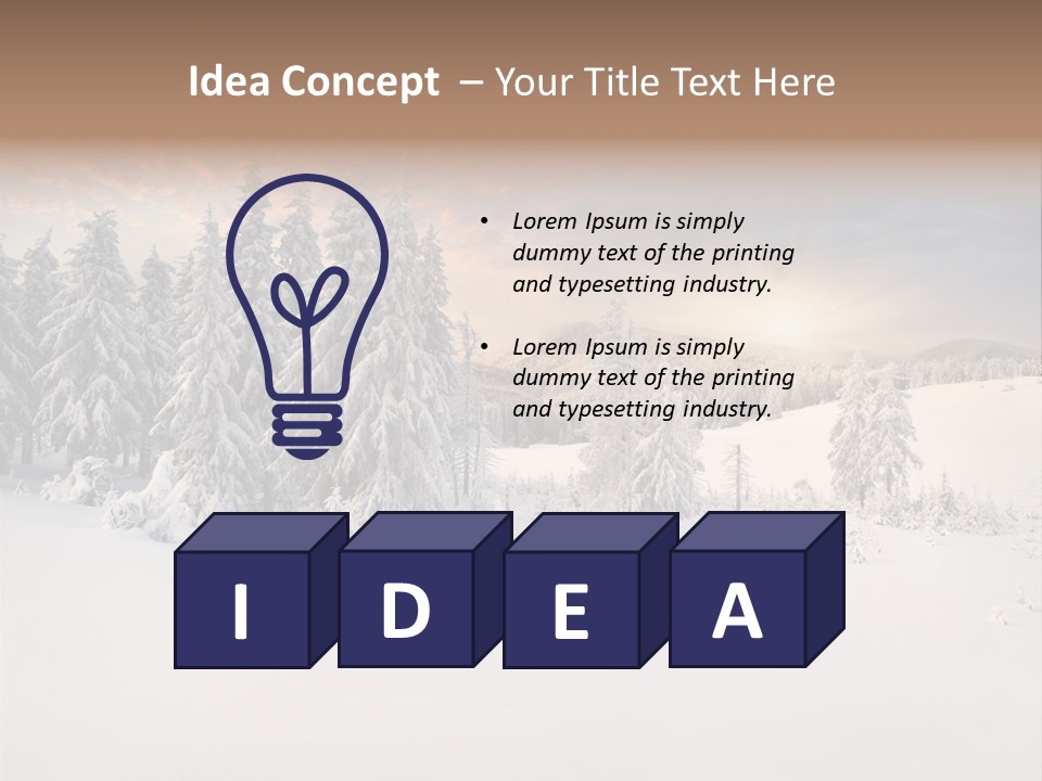 A Snowy Landscape With Trees In The Foreground And A Sunset In The Background PowerPoint Template