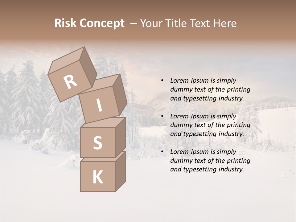 A Snowy Landscape With Trees In The Foreground And A Sunset In The Background PowerPoint Template