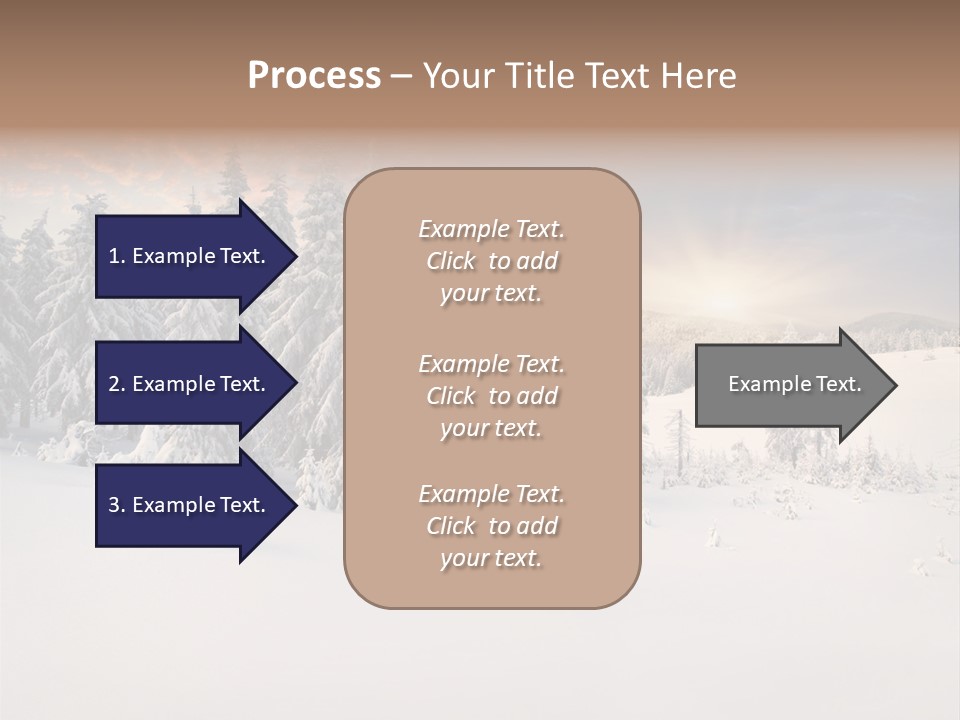 A Snowy Landscape With Trees In The Foreground And A Sunset In The Background PowerPoint Template