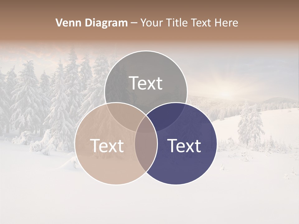 A Snowy Landscape With Trees In The Foreground And A Sunset In The Background PowerPoint Template