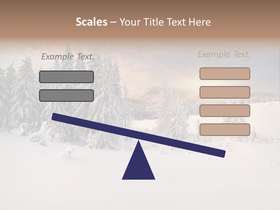 A Snowy Landscape With Trees In The Foreground And A Sunset In The Background PowerPoint Template