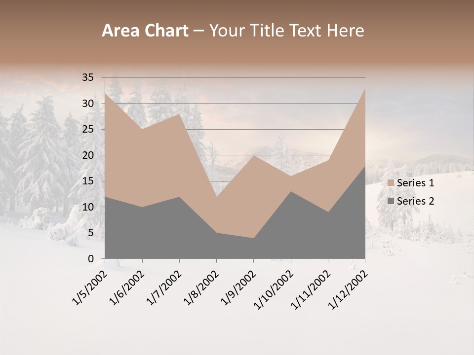 A Snowy Landscape With Trees In The Foreground And A Sunset In The Background PowerPoint Template