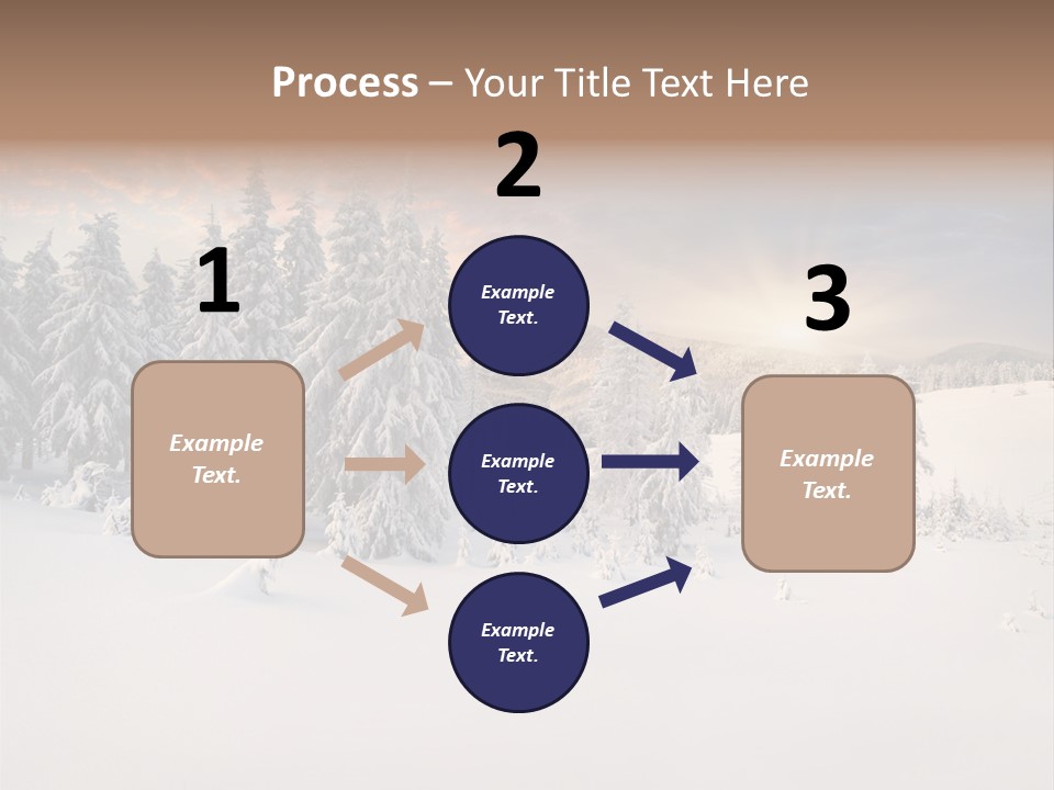 A Snowy Landscape With Trees In The Foreground And A Sunset In The Background PowerPoint Template