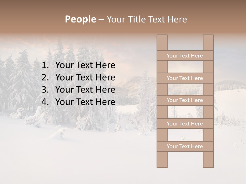 A Snowy Landscape With Trees In The Foreground And A Sunset In The Background PowerPoint Template