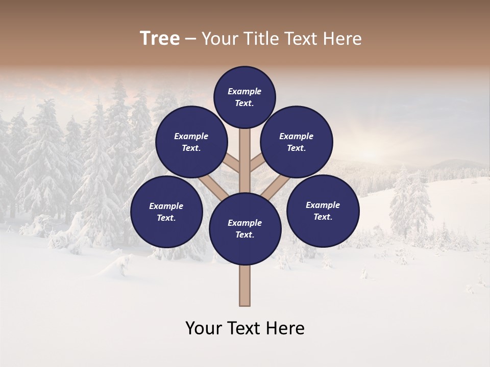 A Snowy Landscape With Trees In The Foreground And A Sunset In The Background PowerPoint Template