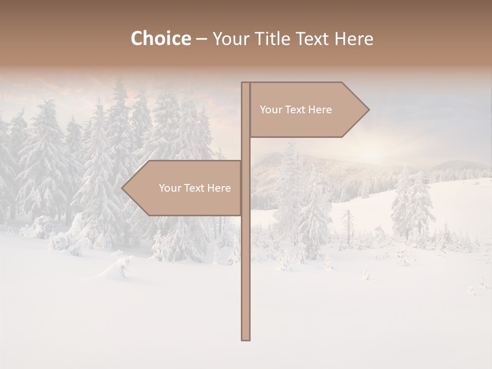A Snowy Landscape With Trees In The Foreground And A Sunset In The Background PowerPoint Template