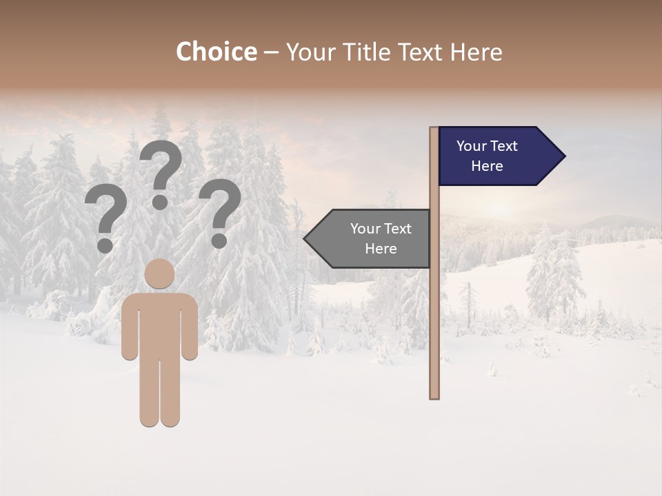 A Snowy Landscape With Trees In The Foreground And A Sunset In The Background PowerPoint Template