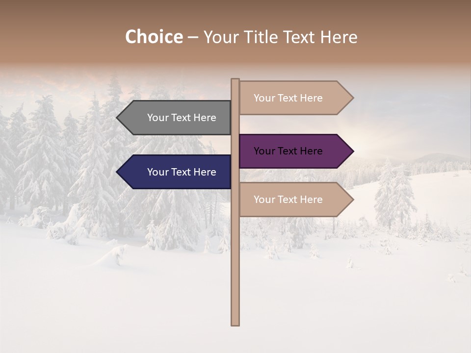 A Snowy Landscape With Trees In The Foreground And A Sunset In The Background PowerPoint Template