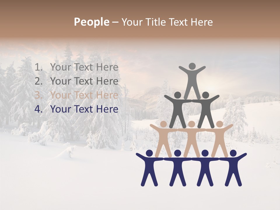 A Snowy Landscape With Trees In The Foreground And A Sunset In The Background PowerPoint Template