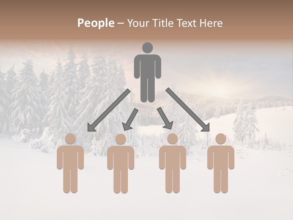 A Snowy Landscape With Trees In The Foreground And A Sunset In The Background PowerPoint Template