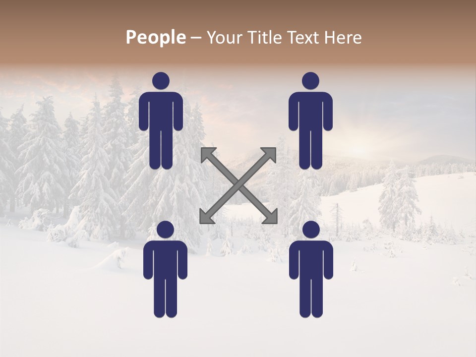 A Snowy Landscape With Trees In The Foreground And A Sunset In The Background PowerPoint Template