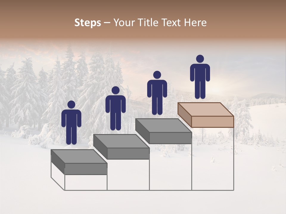 A Snowy Landscape With Trees In The Foreground And A Sunset In The Background PowerPoint Template