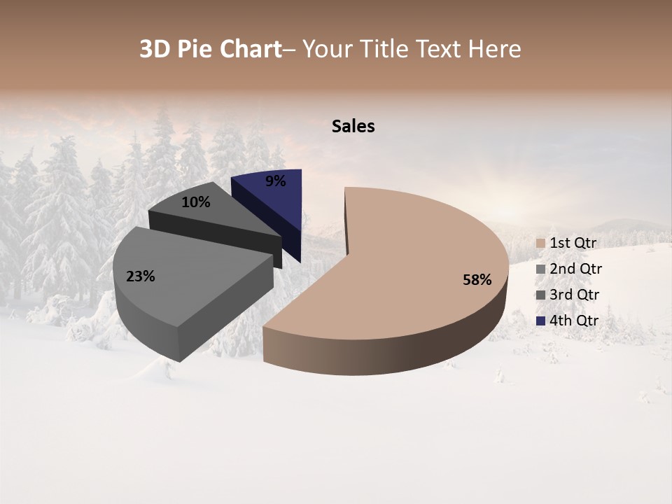 A Snowy Landscape With Trees In The Foreground And A Sunset In The Background PowerPoint Template