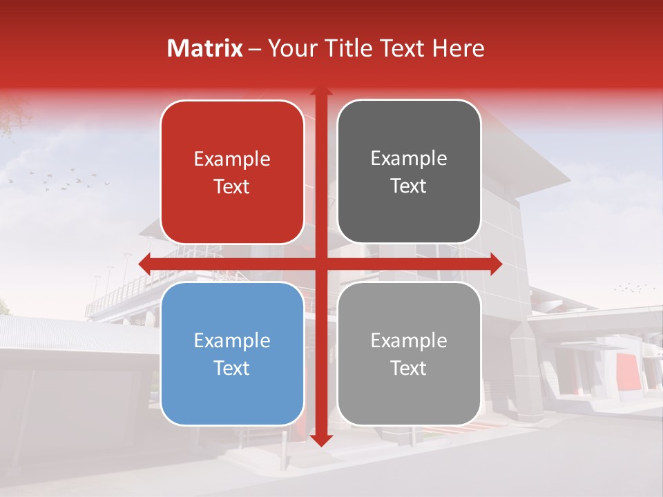 A Red And White Building With Stairs And Balconies PowerPoint Template