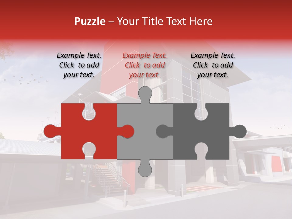 A Red And White Building With Stairs And Balconies PowerPoint Template