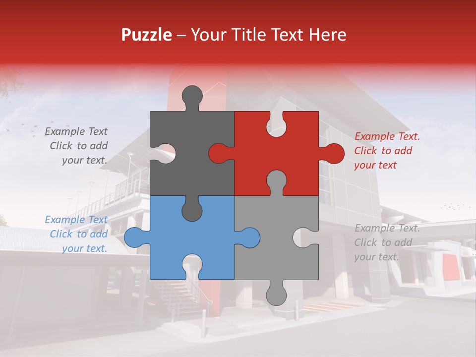 A Red And White Building With Stairs And Balconies PowerPoint Template