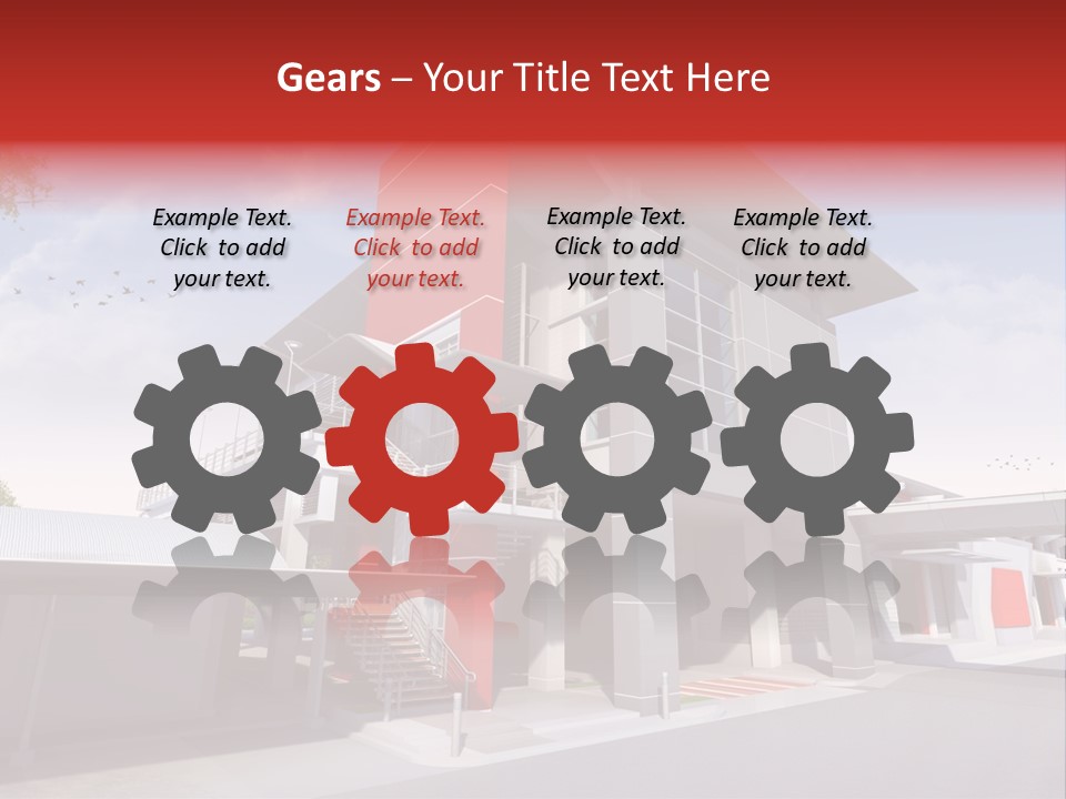 A Red And White Building With Stairs And Balconies PowerPoint Template