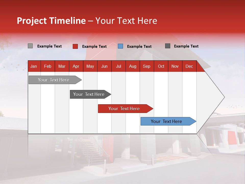 A Red And White Building With Stairs And Balconies PowerPoint Template