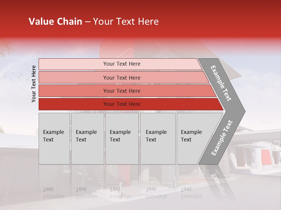 A Red And White Building With Stairs And Balconies PowerPoint Template