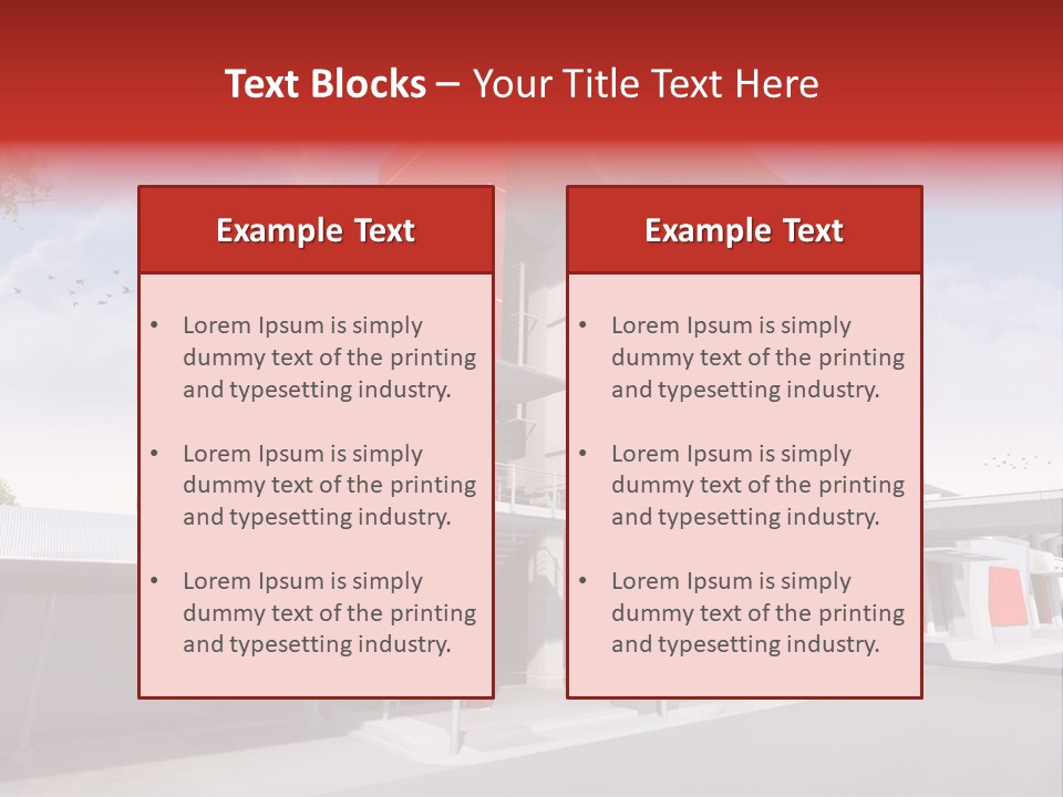 A Red And White Building With Stairs And Balconies PowerPoint Template