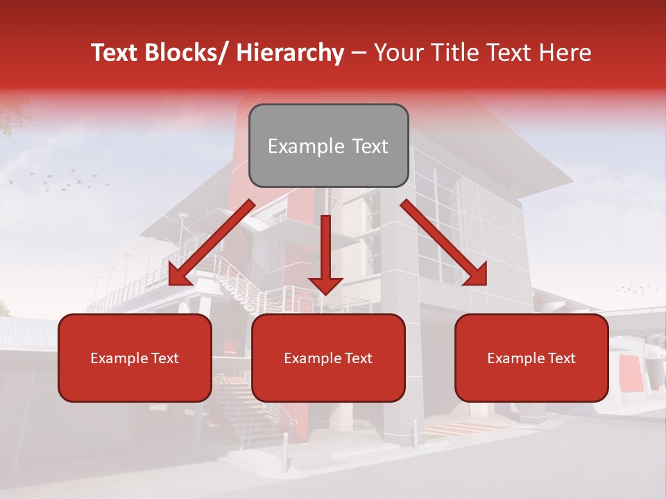 A Red And White Building With Stairs And Balconies PowerPoint Template