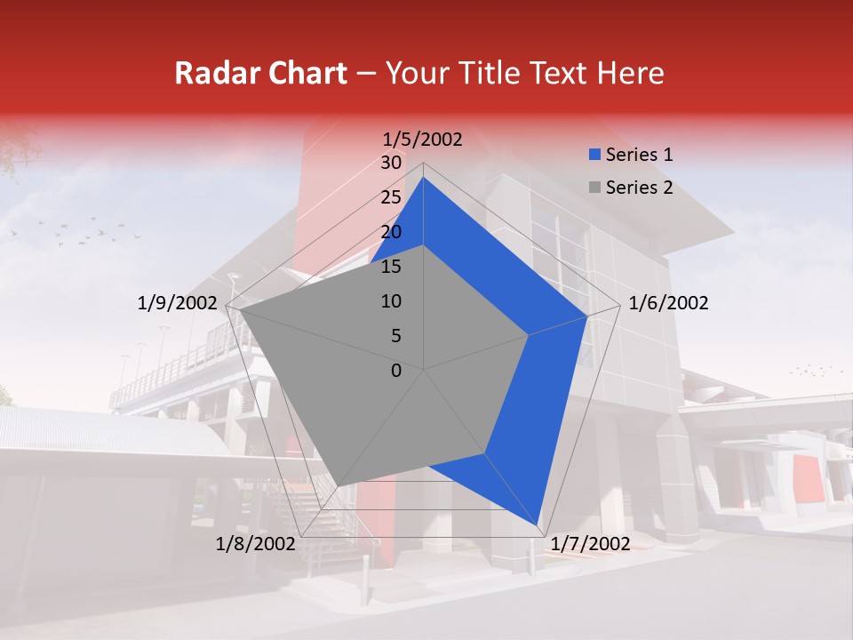 A Red And White Building With Stairs And Balconies PowerPoint Template