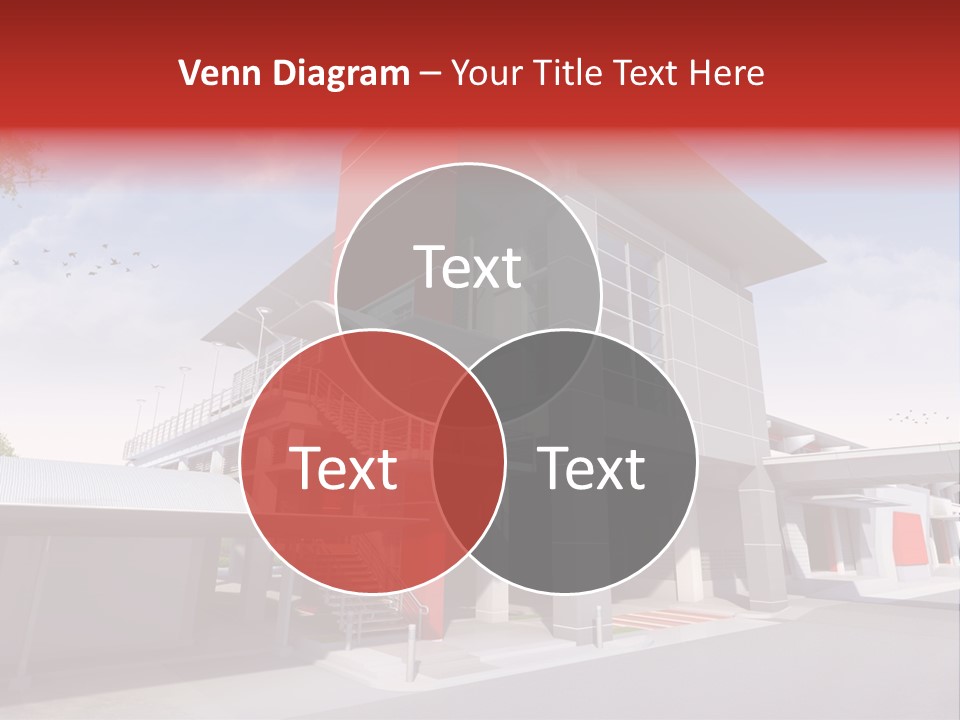 A Red And White Building With Stairs And Balconies PowerPoint Template