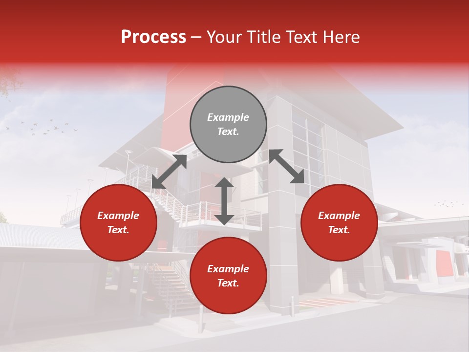 A Red And White Building With Stairs And Balconies PowerPoint Template