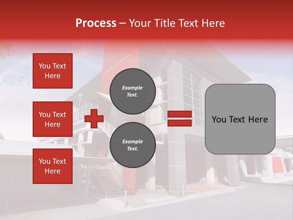 A Red And White Building With Stairs And Balconies PowerPoint Template