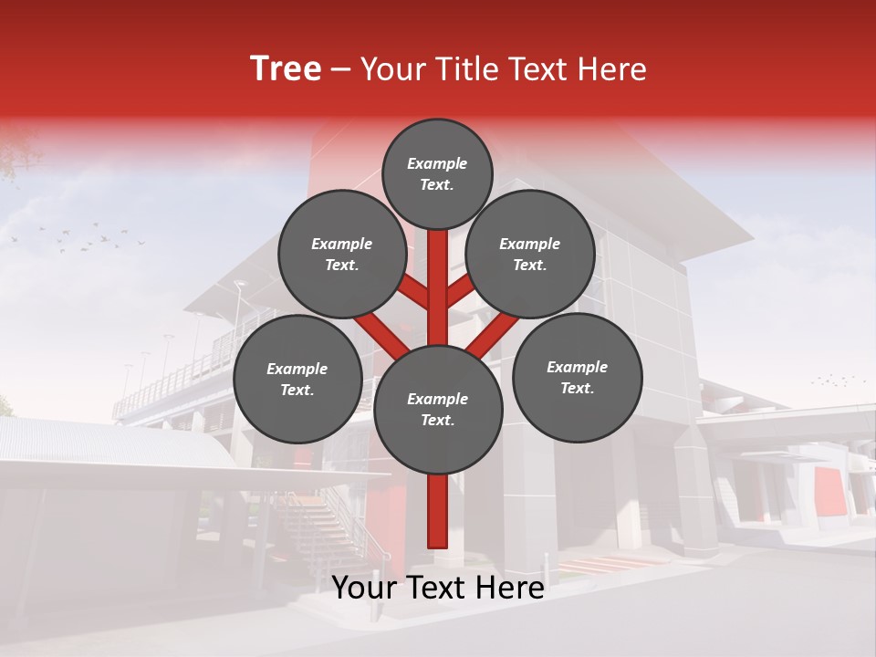 A Red And White Building With Stairs And Balconies PowerPoint Template