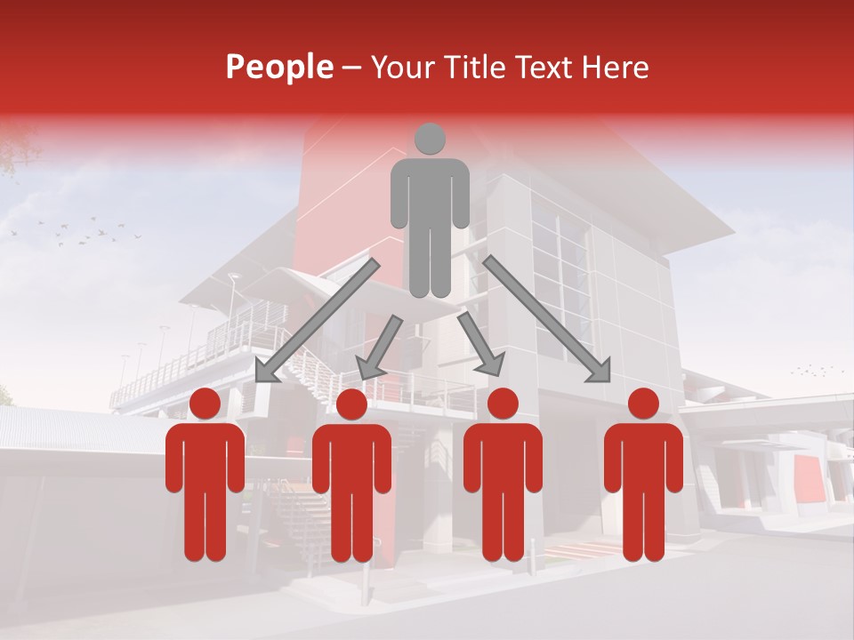 A Red And White Building With Stairs And Balconies PowerPoint Template