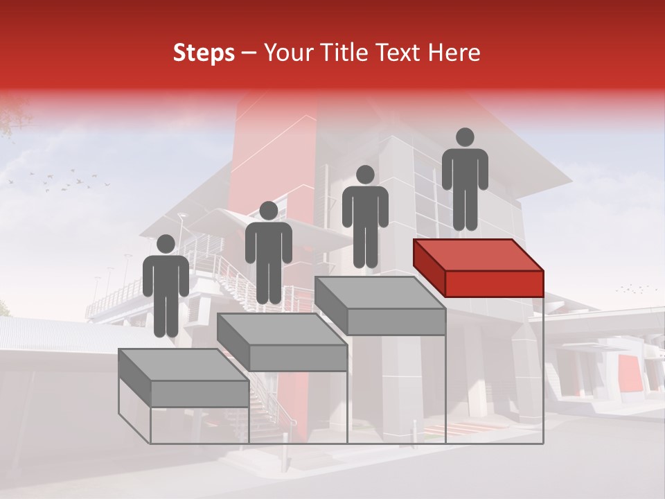 A Red And White Building With Stairs And Balconies PowerPoint Template